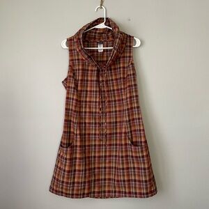Patagonia Women’s Fortuity Maroon and Orange Plaid Dress 10